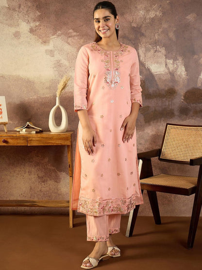 Women Floral Embroidered Kurta with Trousers & Dupatta