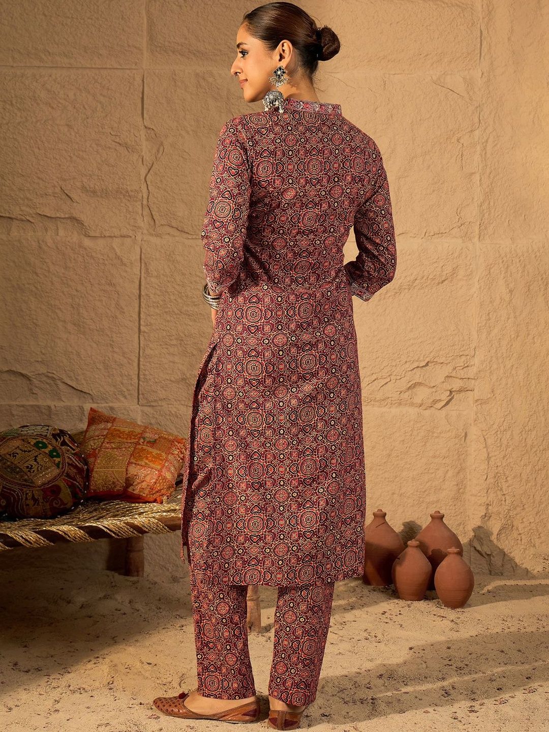 Women Printed Regular Pure Cotton Kurta with Trousers