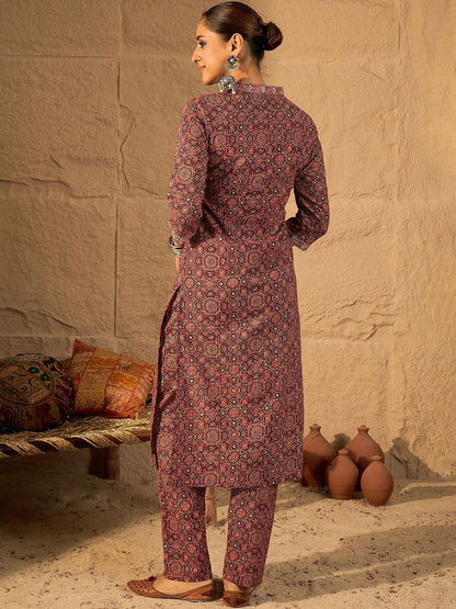 Women Printed Regular Pure Cotton Kurta with Trousers