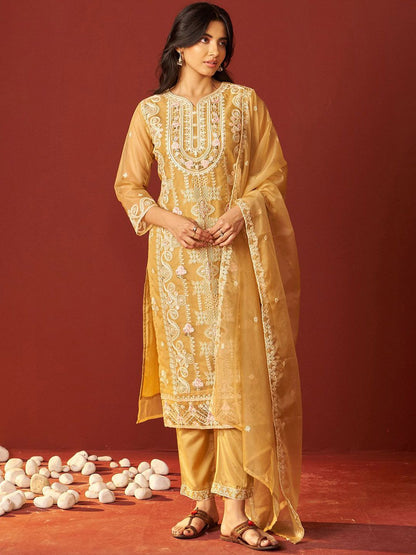 Women Ethnic Motifs Embroidered Kurta with Pyjama & Dupatta