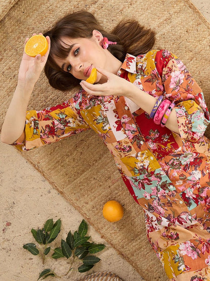 Women Floral Printed Regular Pure Cotton Kurta with Trousers