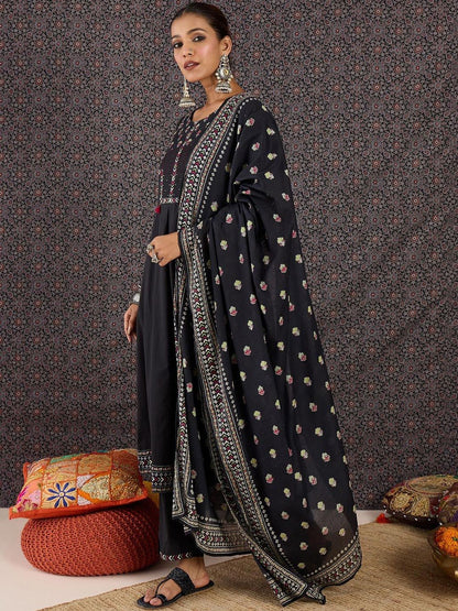 Women Ethnic Motifs Embroidered Regular Thread Work Pure Cotton Kurta with Trousers & With Dupatta