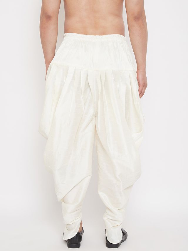 Men's Cream Silk Blend Regular Dhoti