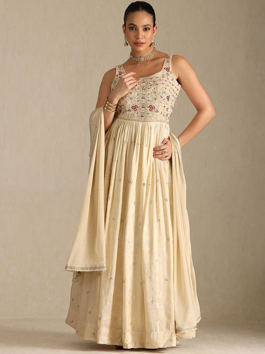 Dhiyona SO Women's Women Floral Embroidered Regular Zardozi Kurta with Churidar & With Dupatta