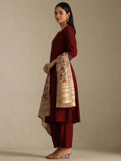 Dhiyona SO Women's Women Woven Design Regular A-Line Kurta with Trousers & Dupatta