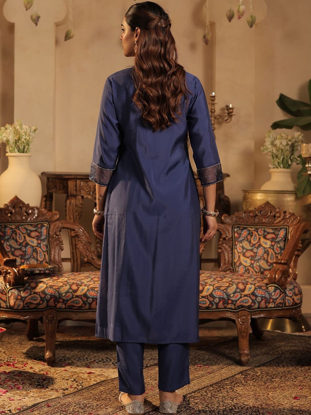 Women Paisley Embroidered Sequinned Kurta with Trousers & Dupatta