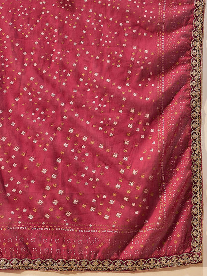Dhiyona IE Ethnic Motifs Embroidered Zari A-Line Kurta With Trousers & Dupatta