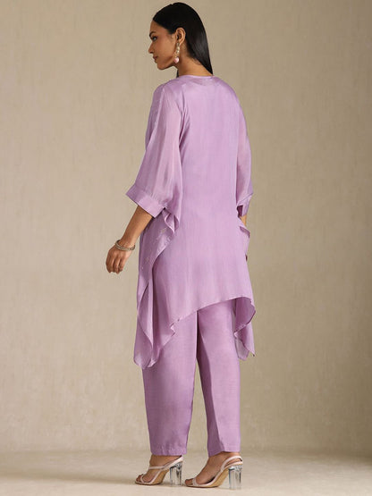 Dhiyona SO Women's Women Floral Embroidered Sequinned A-Line Kurta with Trousers