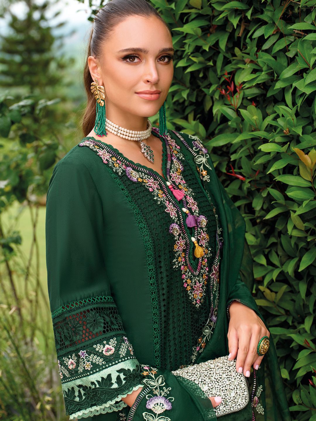Adults-Women Woven Design Embroidered Kurta with Trousers & Dupatta