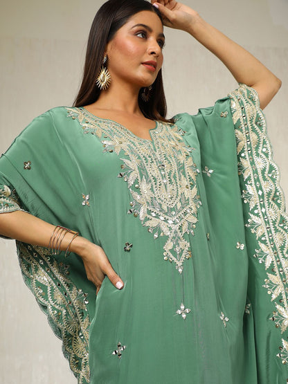 Dhiyona SO Women's Women Floral Embroidered Regular Beads and Stones Kurta with Palazzos