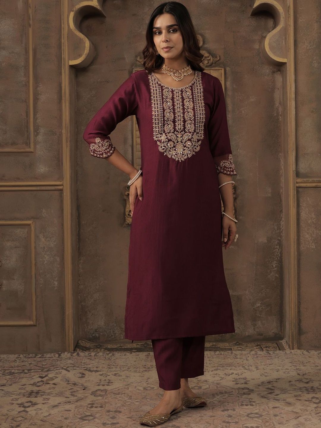 Women Ethnic Motifs Embroidered Kurta with Trousers & Dupatta