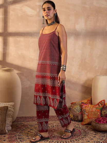 Women Ethnic Motifs Printed Pure Cotton Kurta with Trousers