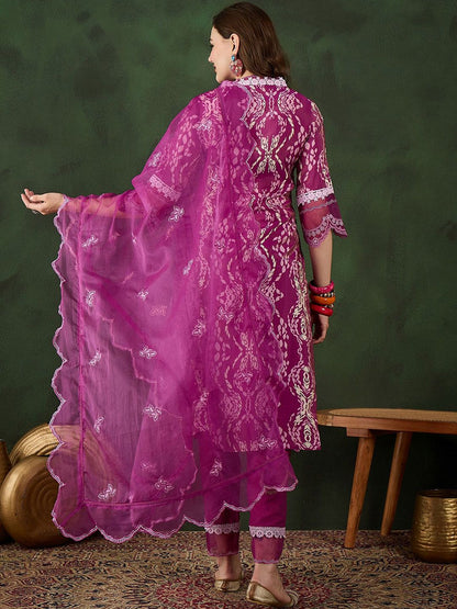 Dhiyona SN Women's Printed & Embroidered Kurta & Trousers with Dupatta