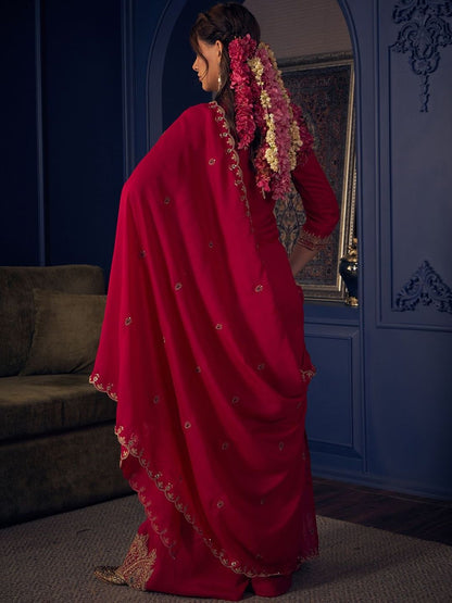 Dhiyona CH Women Ethnic Motifs Embroidered Regular Kurta with Palazzos & With Dupatta