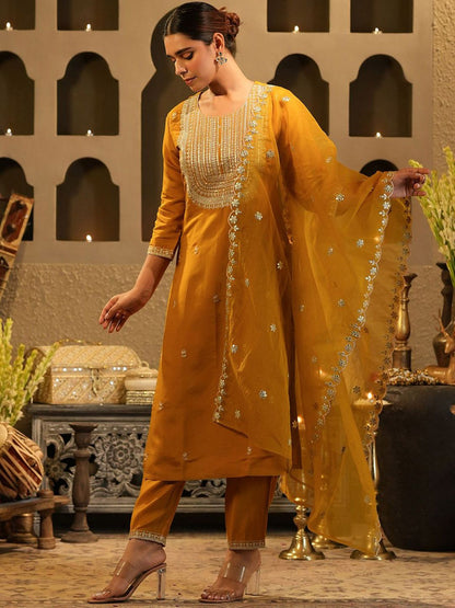Women Ethnic Motifs Embroidered Kurta with Trousers & Dupatta