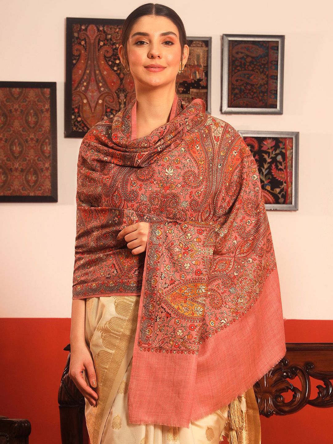 Dhiyona PA Paisley Embroidered Woolen Shawl