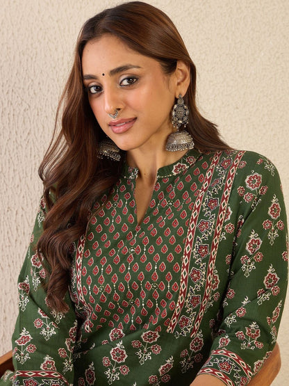 Women Ethnic Motifs Printed Regular Pure Cotton Kurta with Trousers