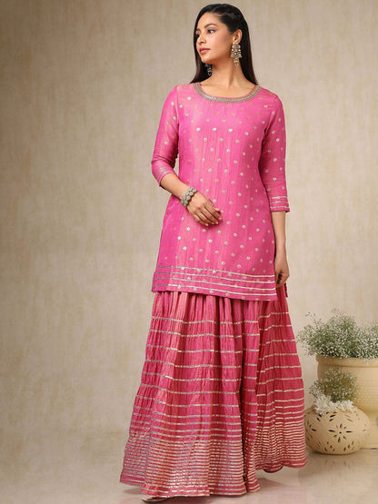 Dhiyona SO Women's Women Floral Regular Beads and Stones Kurta with Skirt & With Dupatta