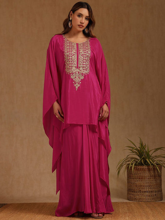 Dhiyona SO Women's Women Ethnic Motifs Embroidered Kaftan Kurta with Skirt