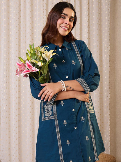 Dhiyona IE Embroidered Pure Cotton Tunic With Trousers