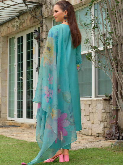 Women Floral Embroidered Regular Thread Work Kurta with Trousers & Dupatta