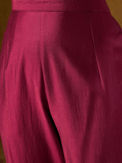 Dhiyona IE Floral Embroidered Straight Sequinned Liva Kurta with Trousers & Dupatta