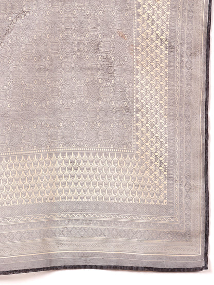 Dhiyona VR Women's Chanderi Silk Geometric Printed Kurta Paired With Bottom And Dupatta
