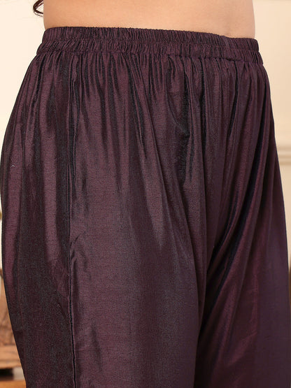 Dhiyona VR Women's Pure Purple Floral Printed Kurta Set And Dupatta