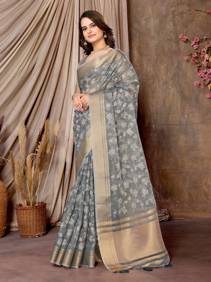 Dhiyona GR Women's Florence Grey Khadi Silk Saree