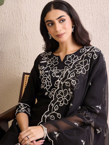 Women Floral Embroidered Regular Thread Work Kurta with Trousers & With Dupatta