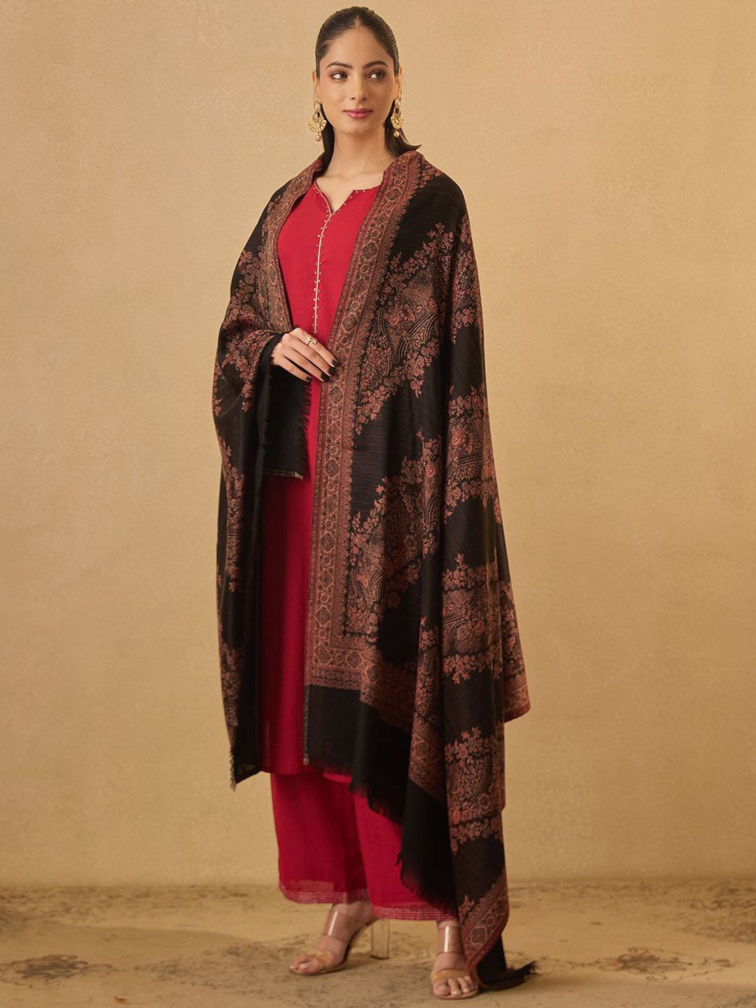 Dhiyona PA Kohsar Floral Woven Design Jamawar Woolen Shawl