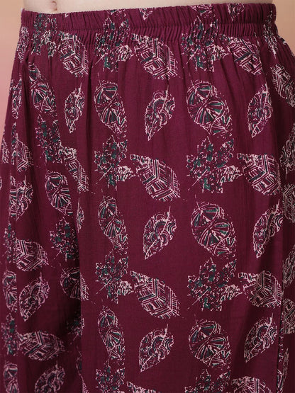 Dhiyona SN Women's Floral Printed Mandarin Collar Pure Cotton Anarkali Kurta With Trouser & Dupatta