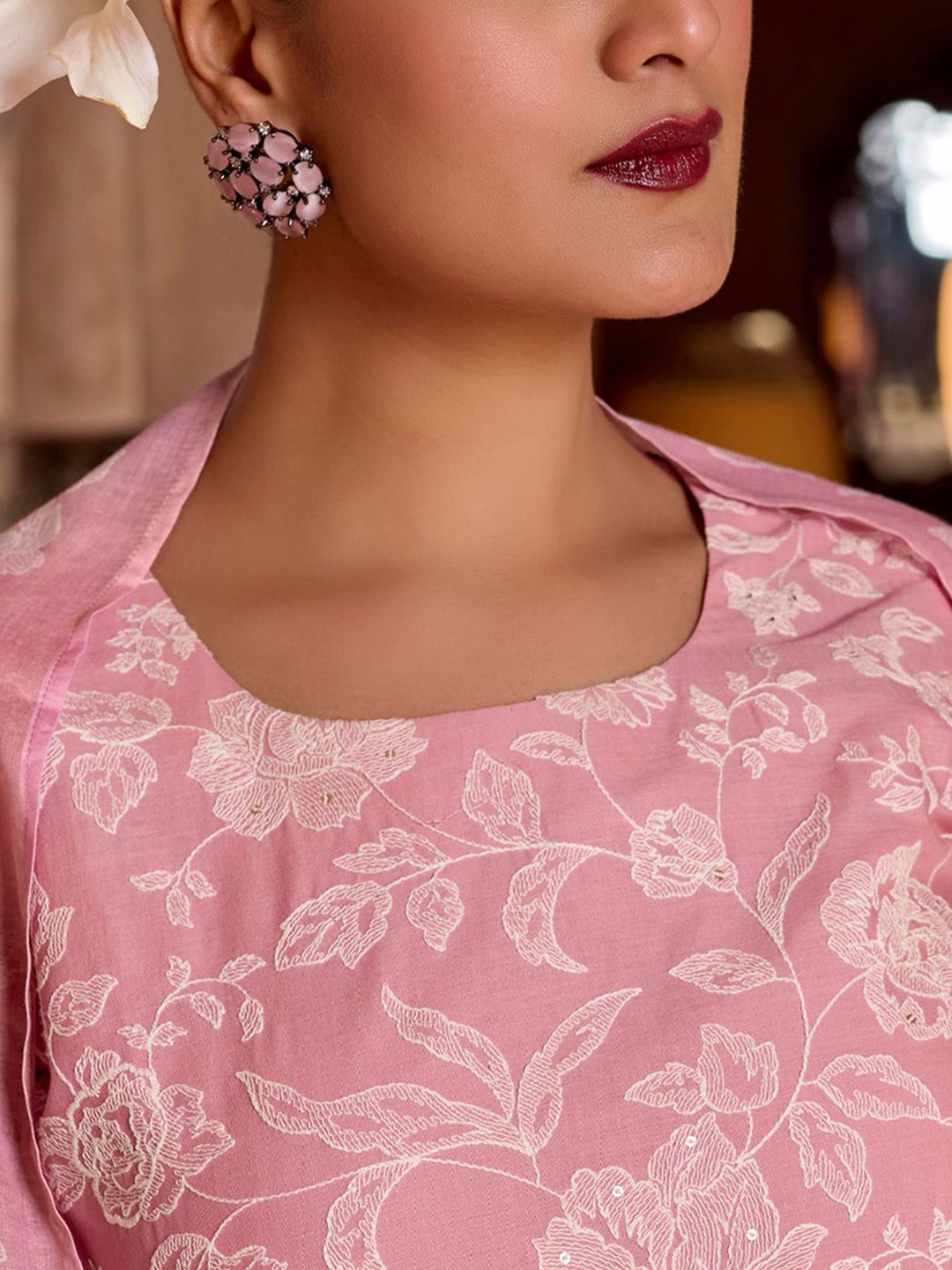 Dhiyona WP Women Floral Printed Cotton Kurta with Trousers & Dupatta