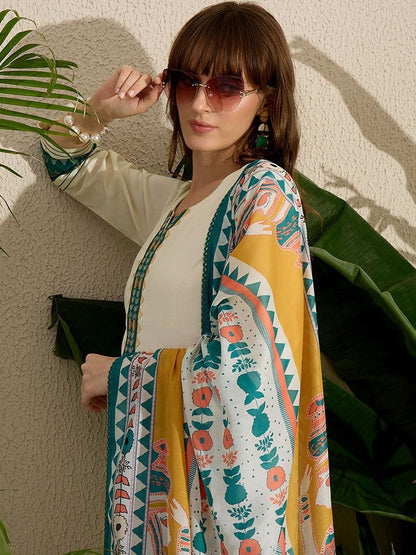 Women Ethnic Motifs Embroidered Regular Kurta with Trousers & With Dupatta