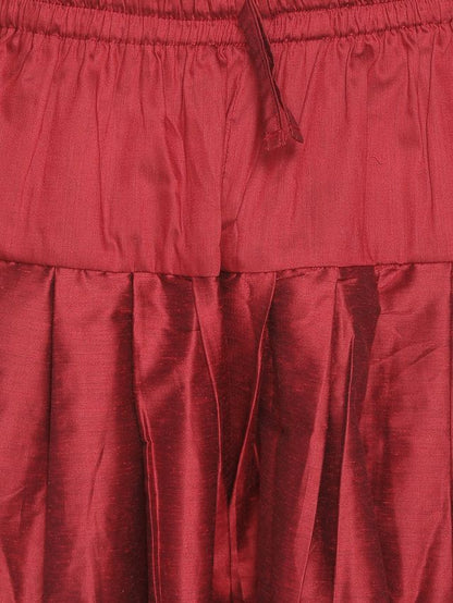 Men's Maroon Silk Blend Pathani Kurta and Dhoti Set
