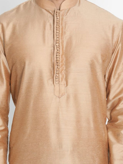 Men's Rose Gold Cotton Blend Straight Kurta Pyjama Set