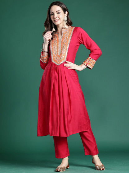 Dhiyona IE Embroidered A-Line Tunic & Trousers Co-Ord Set