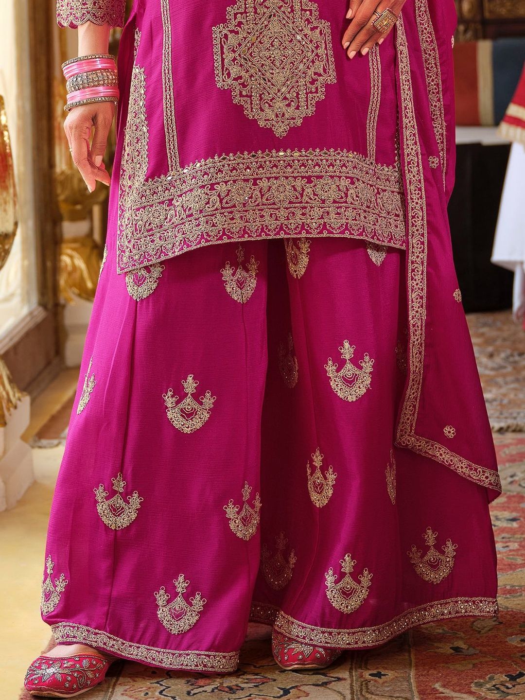 Women Ethnic Motifs Embroidered Kurta with Palazzo & Dupatta