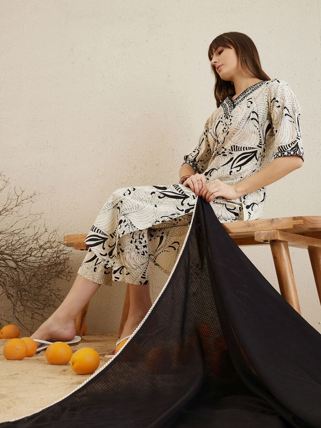 Women Ethnic Motifs Printed Regular Mirror Work Pure Cotton Kurta with Trousers & With Dupatta