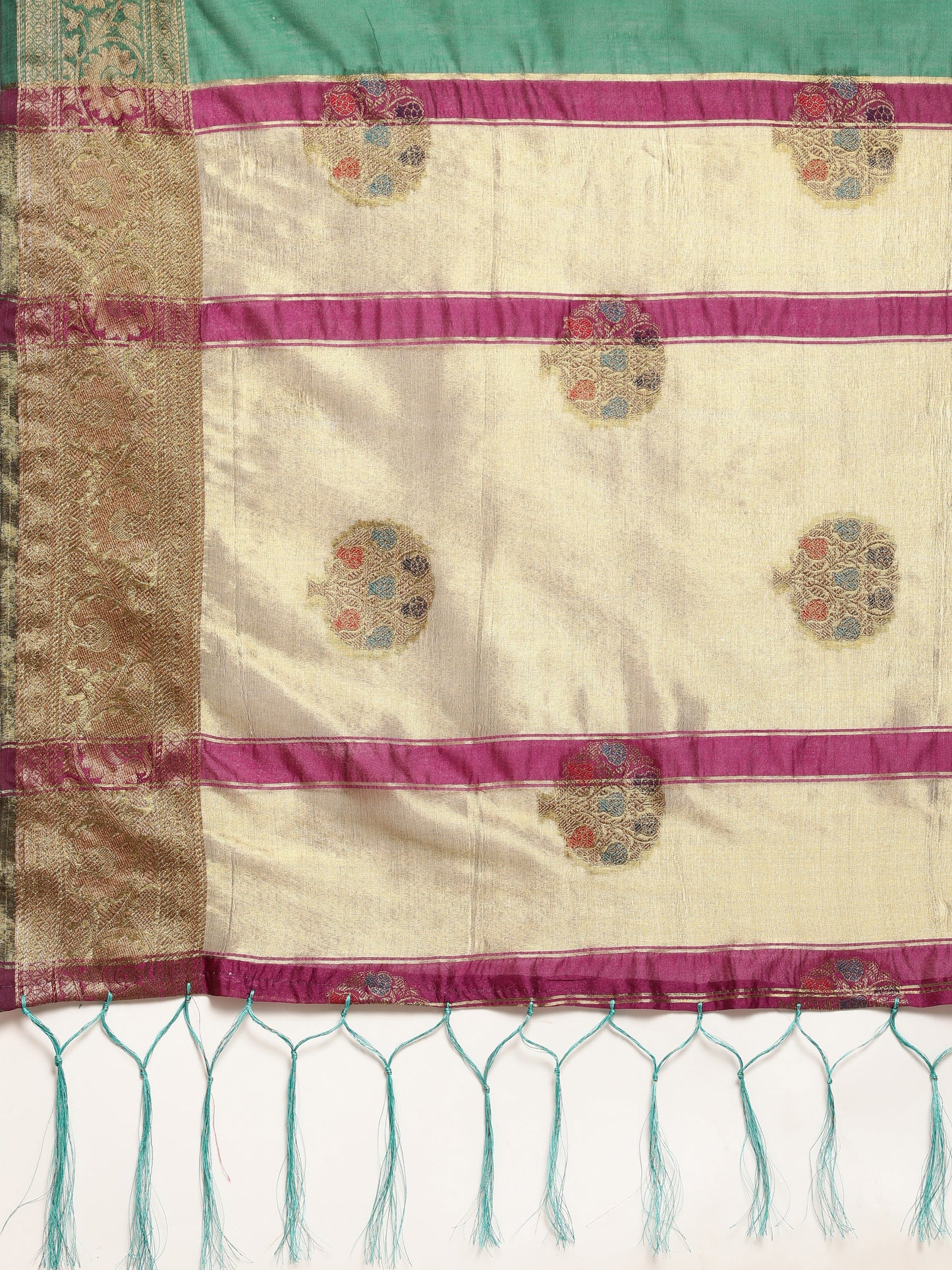 Dhiyona GR Women's Vaibhavi Seafoam Green Cotton Blend Saree