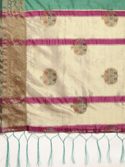 Dhiyona GR Women's Vaibhavi Seafoam Green Cotton Blend Saree