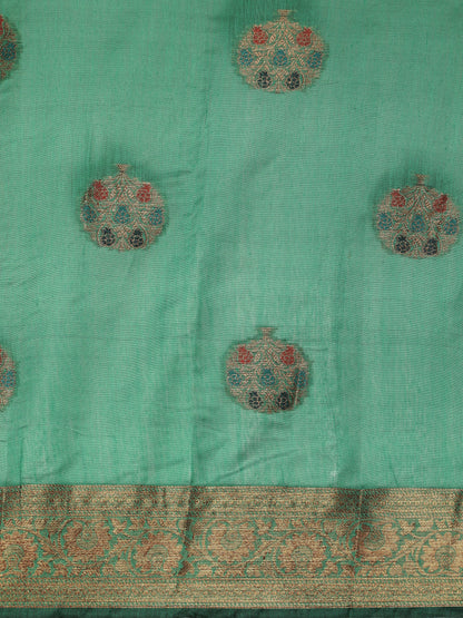 Dhiyona GR Women's Vaibhavi Seafoam Green Cotton Blend Saree
