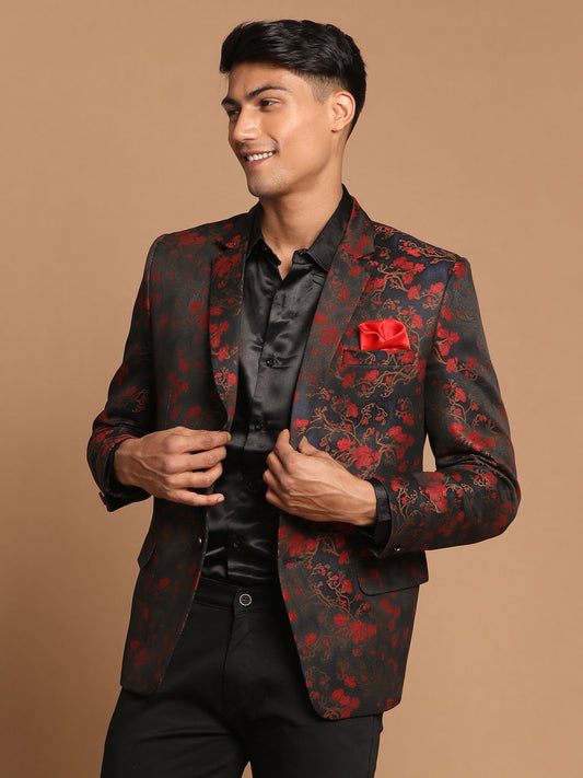 Men's Black Silk Blend Blazer Blazer