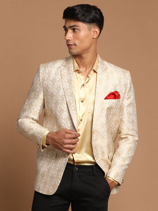 Men's Beige Silk Blend Blazer Blazer