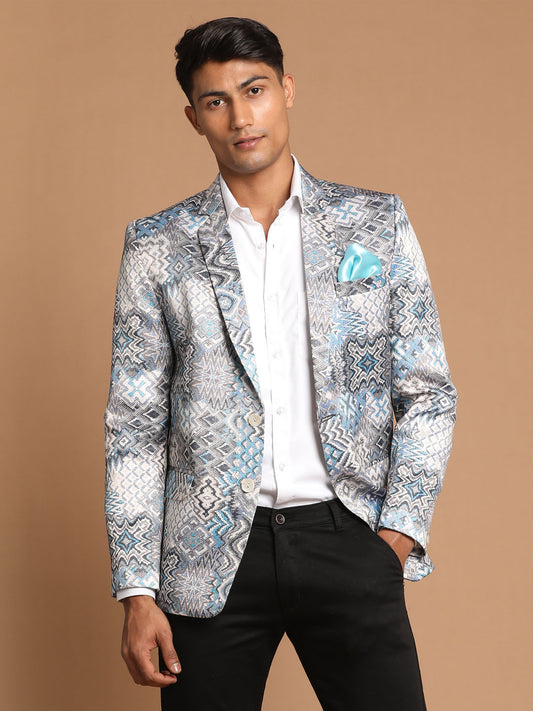 Men's Grey Satin Twill Blazer Blazer