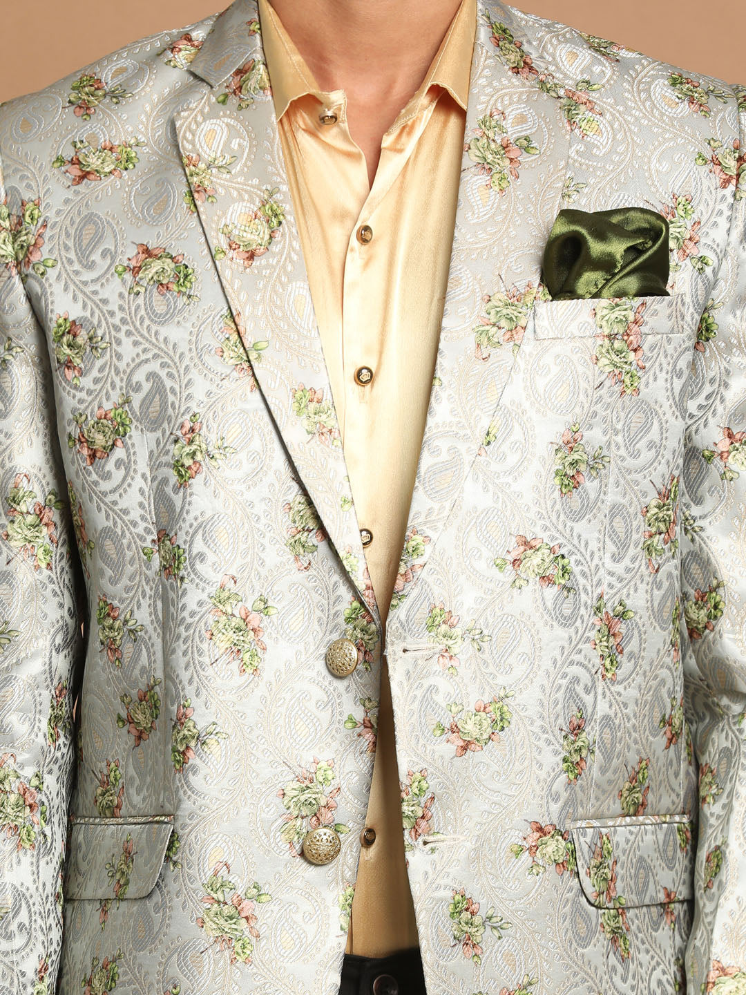 Men's Green Silk Blend Blazer Blazer