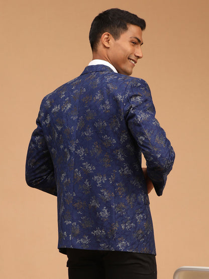 Men's Navy Blue Silk Blend Blazer Blazer