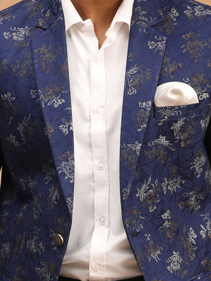Men's Navy Blue Silk Blend Blazer Blazer