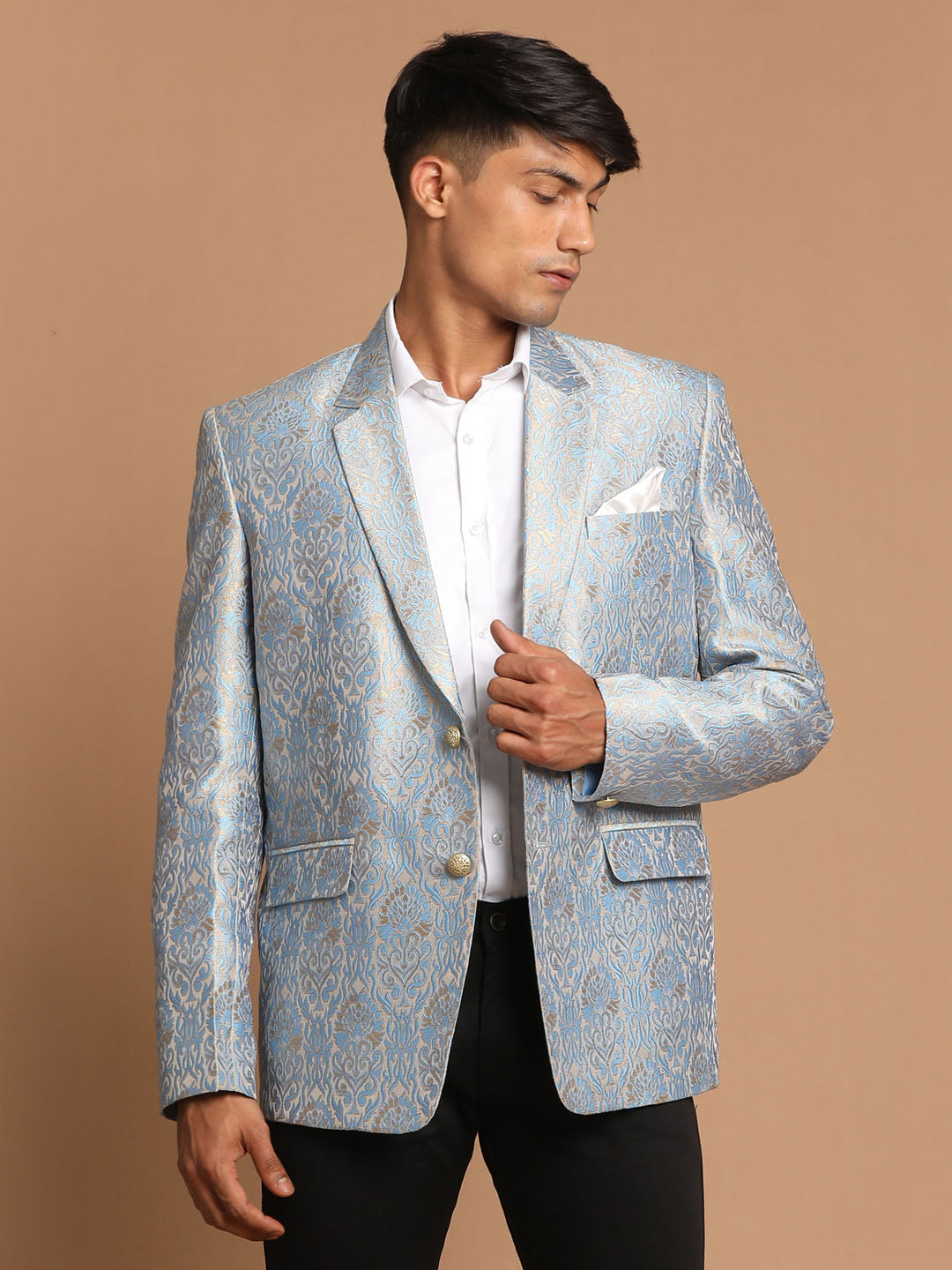 Men's Grey Silk Blend Blazer Blazer