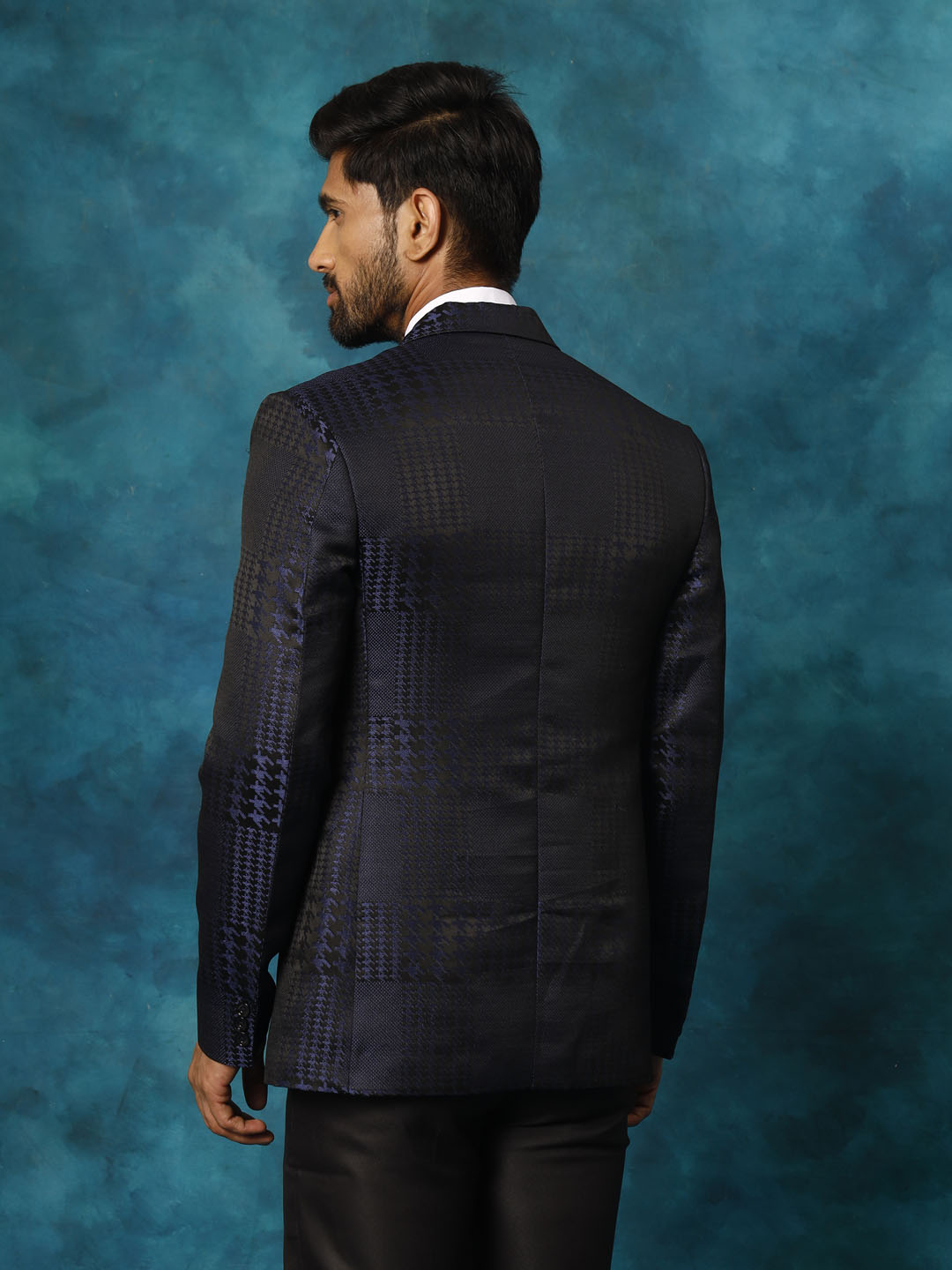 Men's Blue Cotton Blend Blazer Blazer